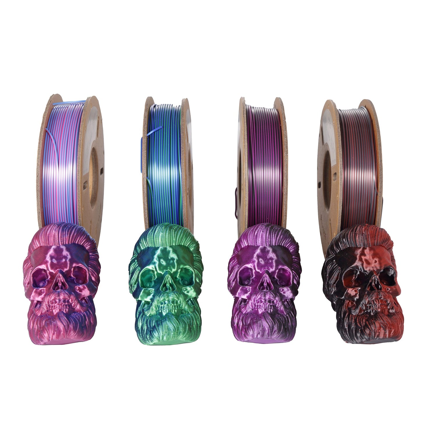 PLA Silk Dual-Color Filament,1.75mm±0.03mm(250g),Total 4 Rolls