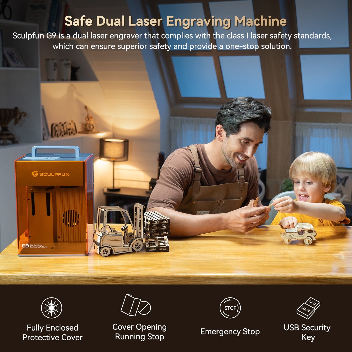 SCULPFUN G9 Portable Laser Engraver with 2W IR + 10W Diode Laser