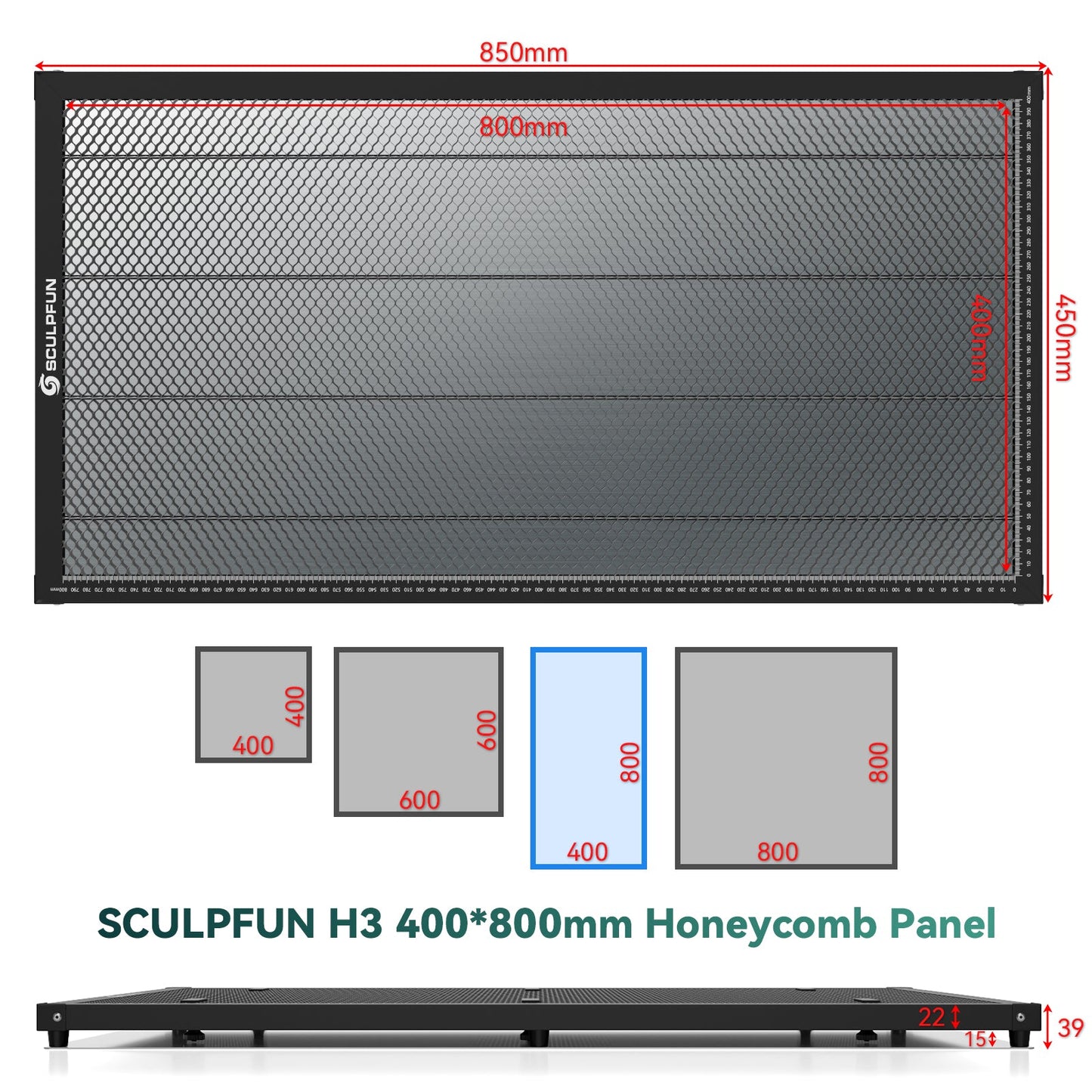 SCULPFUN H3 Laser Cutting Honeycomb Panel Workbench  400x800mm