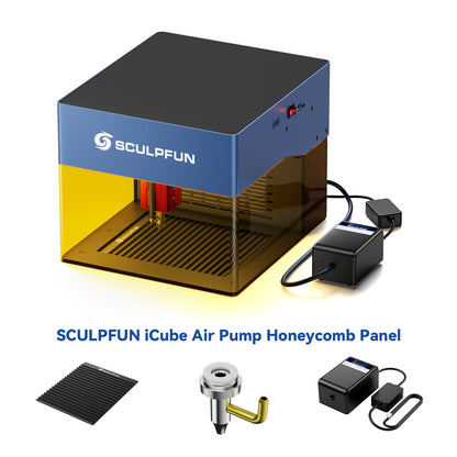 SCULPFUN iCube Laser Engraver Honeycomb Panel & 15L/Min Air Pump Kit