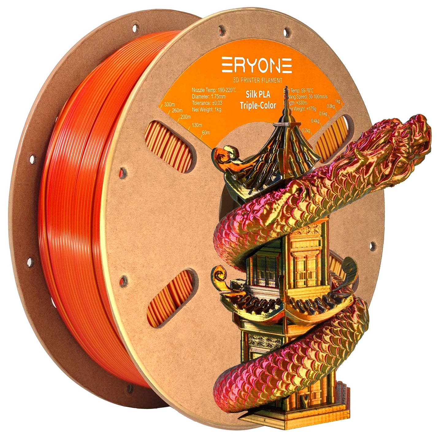 PLA Silk Triple-Color Filament - 1.75mm±0.03mm (1kg)