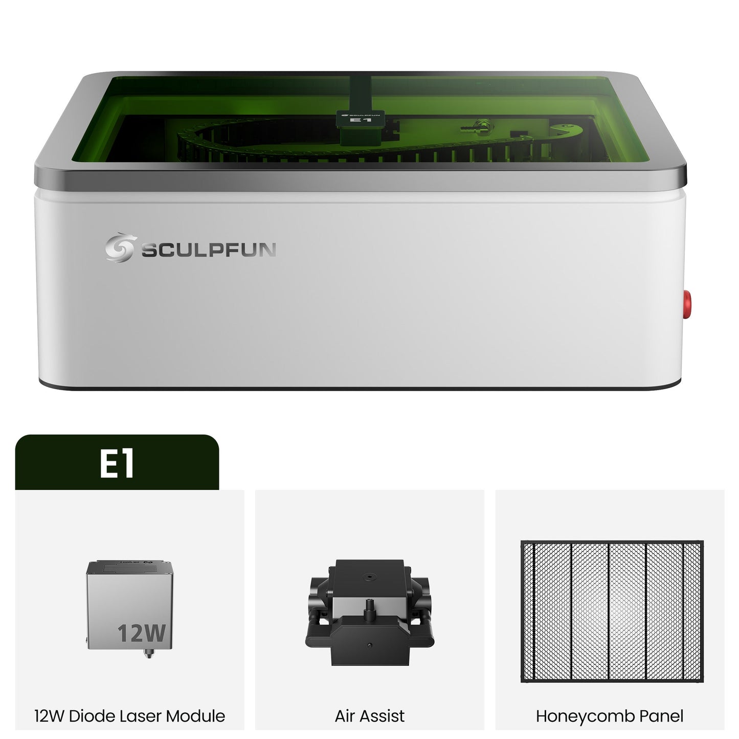 SCULPFUN E1 Dual Geschlossener Lasergravierer 12W Diode + 3W IR