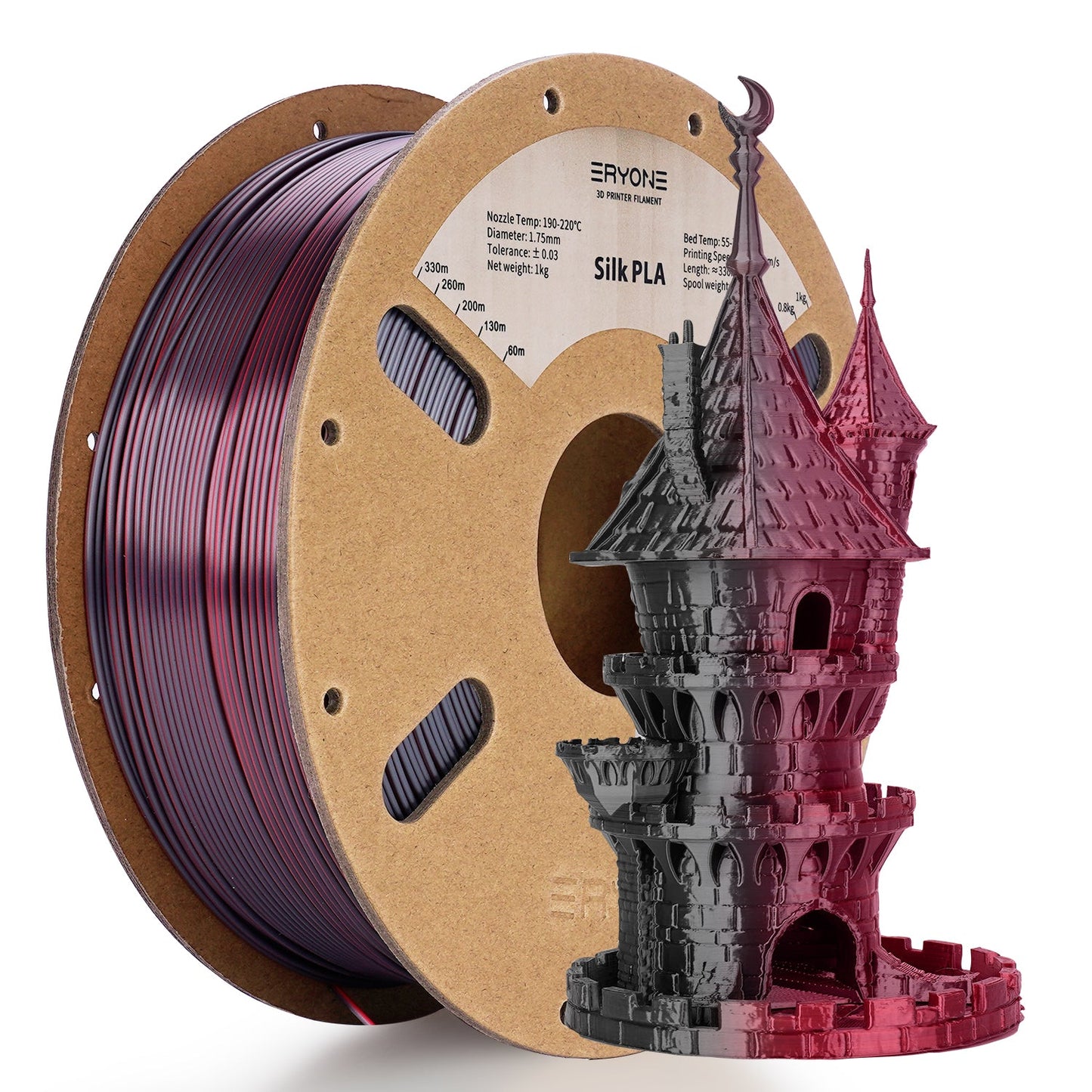 PLA Silk Dual-Color Filament - 1.75mm±0.03mm (1kg)