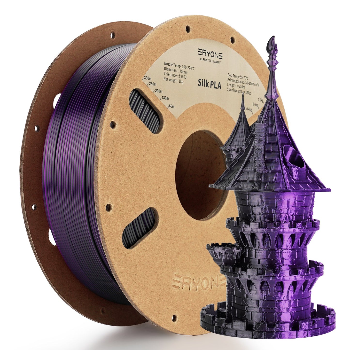 PLA Silk Dual-Color Filament - 1.75mm±0.03mm (1kg)