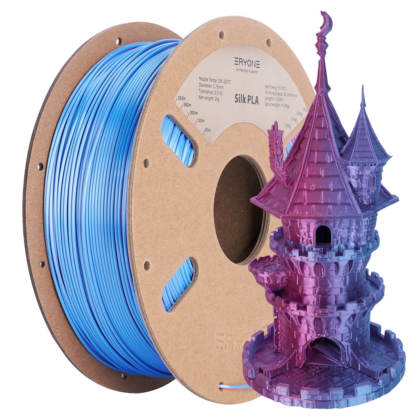 PLA Silk Dual-Color Filament - 1.75mm±0.03mm (1kg)