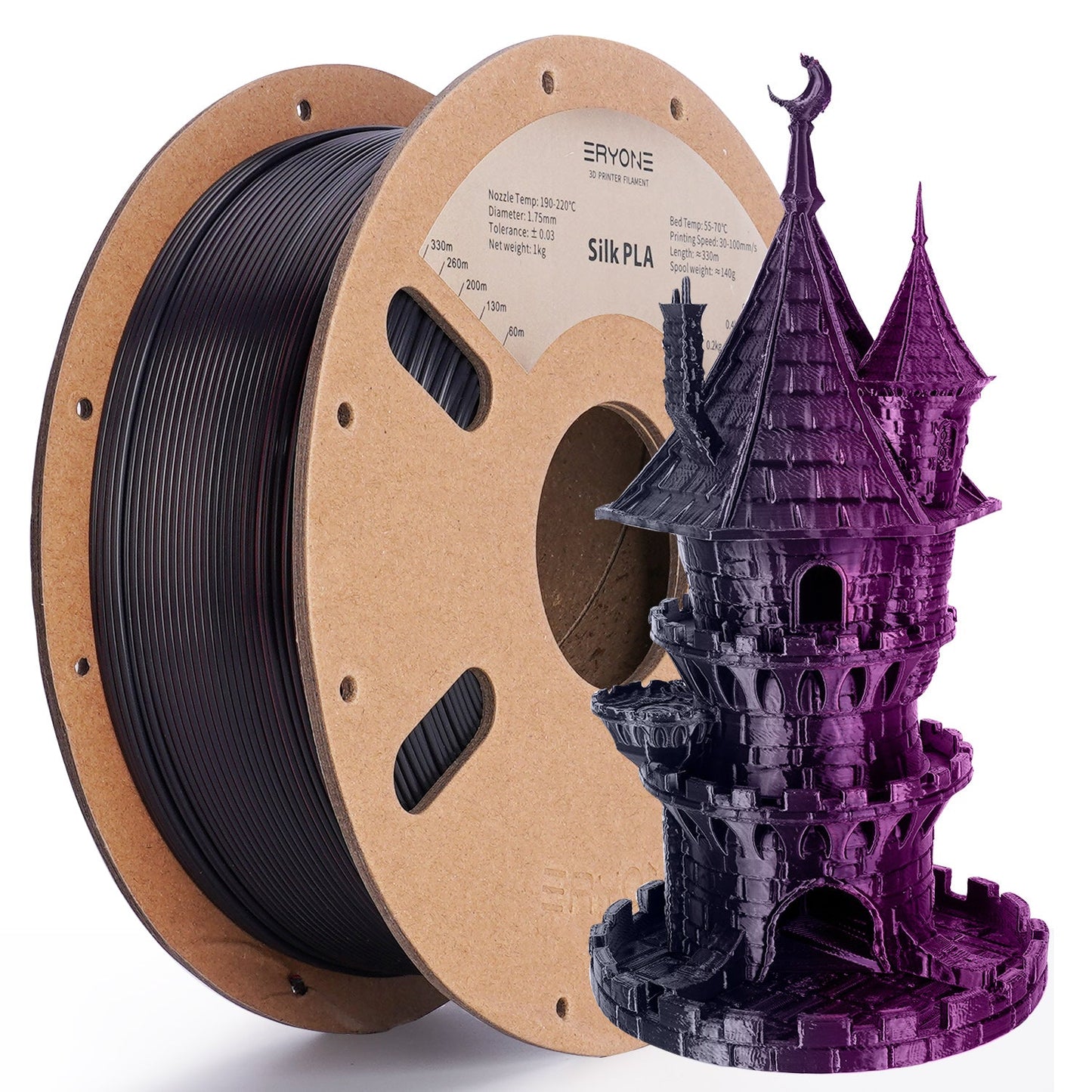 PLA Silk Dual-Color Filament - 1.75mm±0.03mm (1kg)