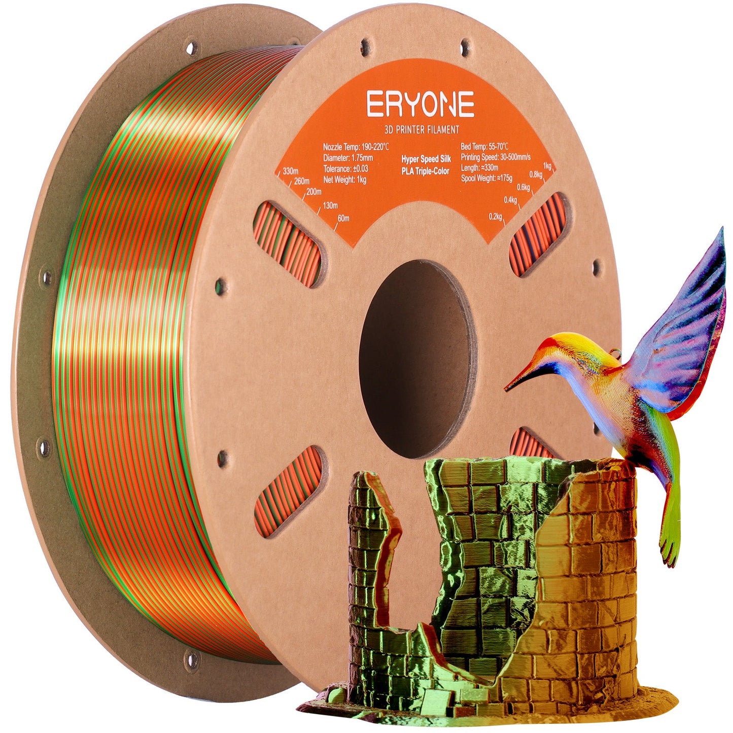 PLA Silk High-Speed Triple-Color Filament - 1.75mm±0.03mm (1kg)