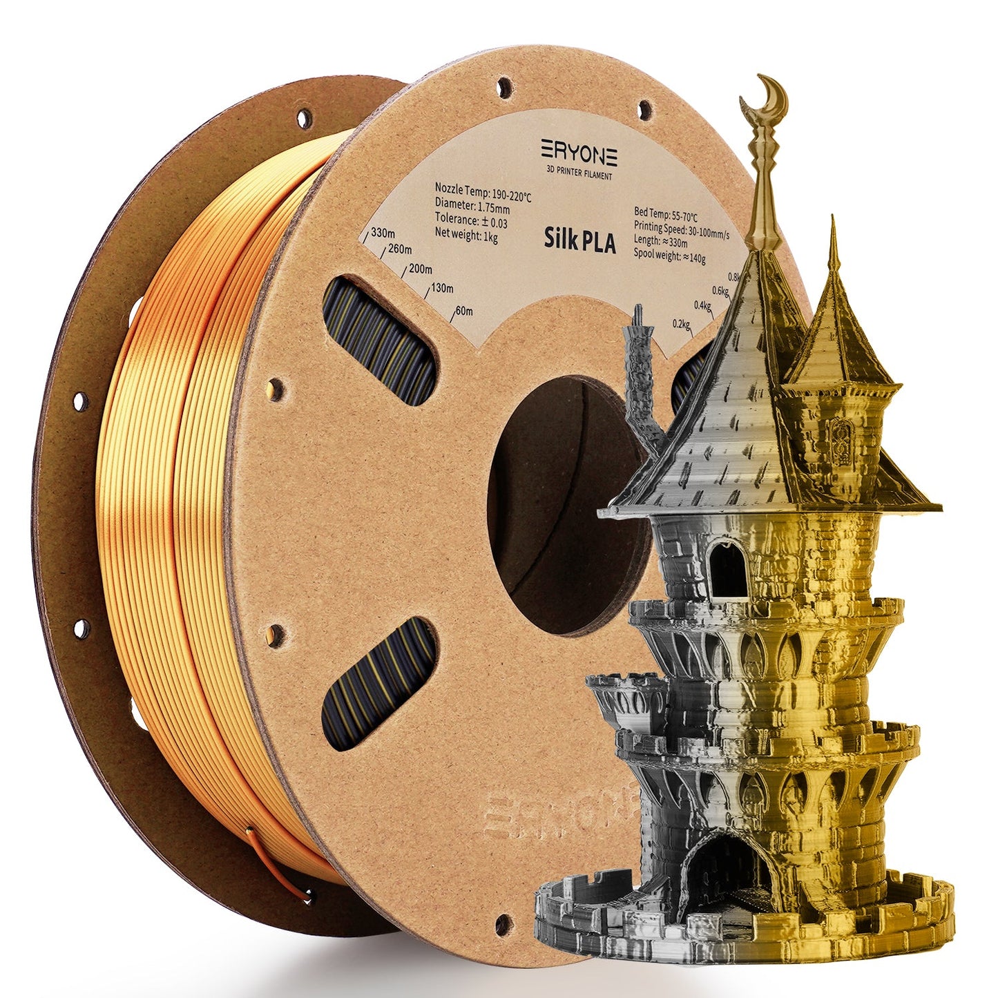 PLA Silk Dual-Color Filament - 1.75mm±0.03mm (1kg)