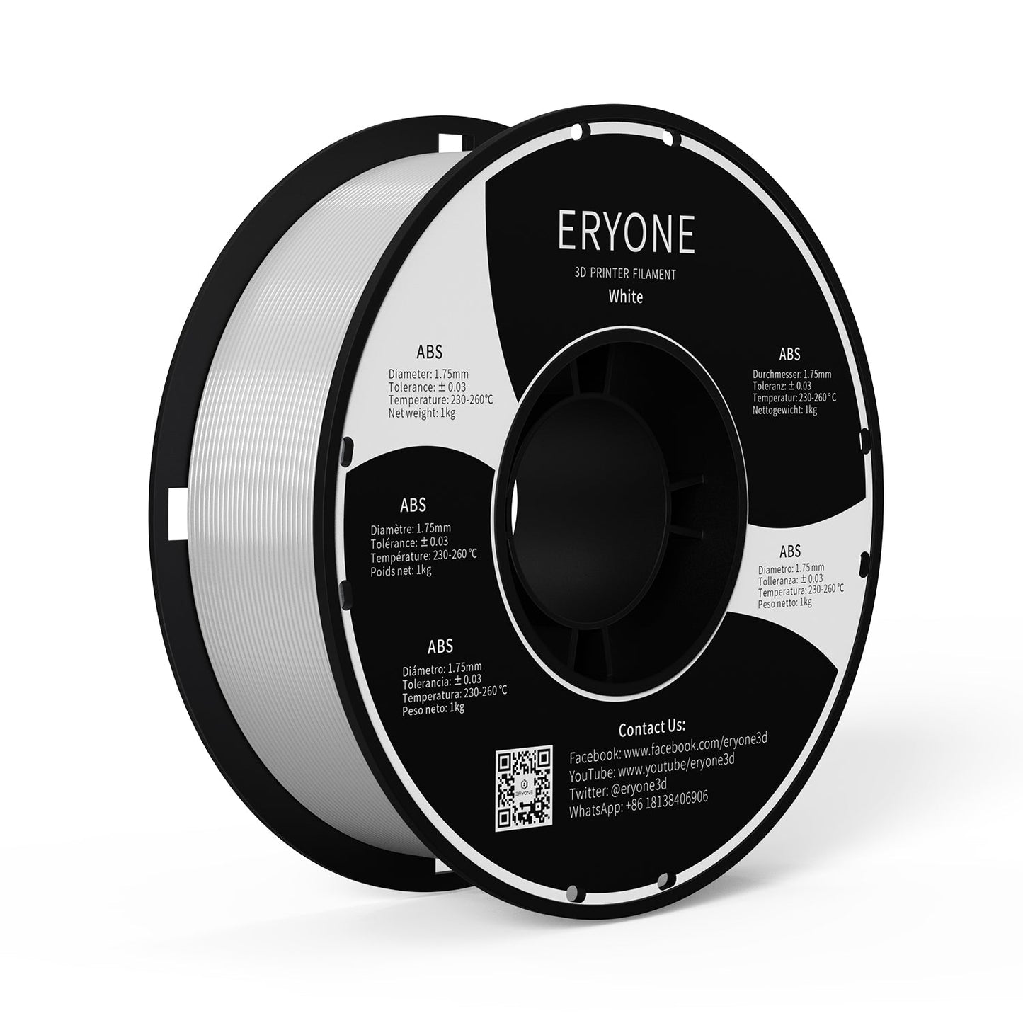 ERYONE ABS 3D Printer Filament 1.75mm, Dimensional Accuracy +/- 0.05 mm 1kg (2.2LBS)/Spool
