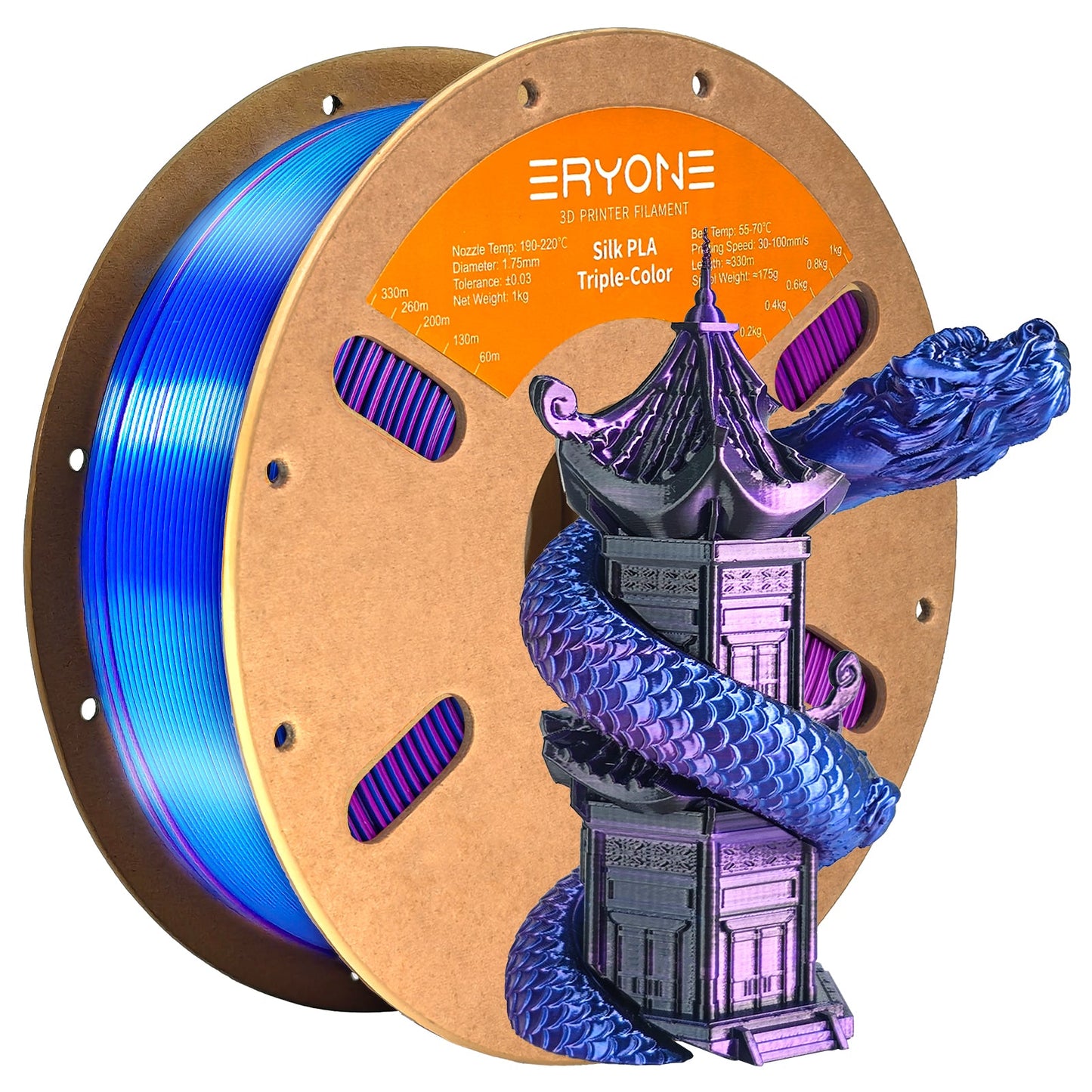 PLA Silk Triple-Color Filament - 1.75mm±0.03mm (1kg)