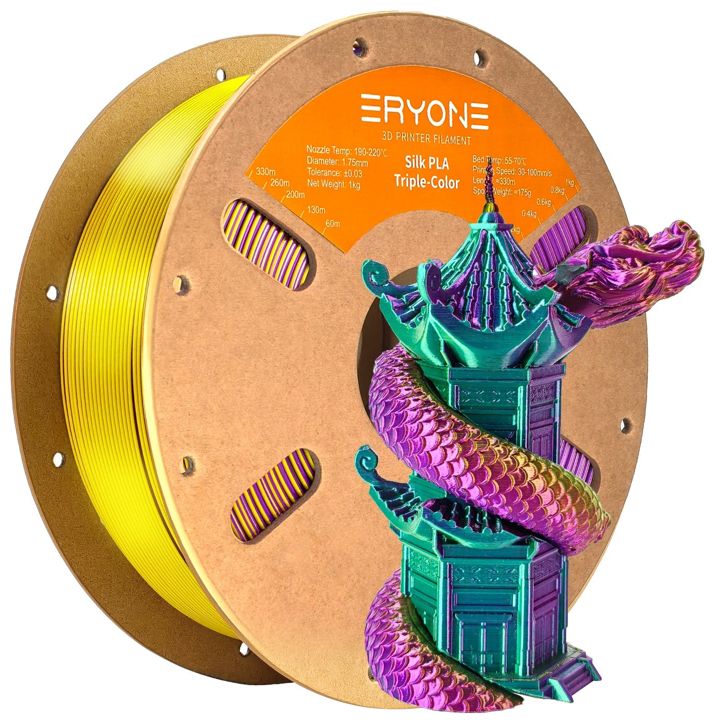 PLA Silk Triple-Color Filament - 1.75mm±0.03mm (1kg)