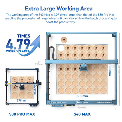 Sculpfun S40 MAX 48W Laser Engraver Cutting Machine 830*800mm Engraving Area