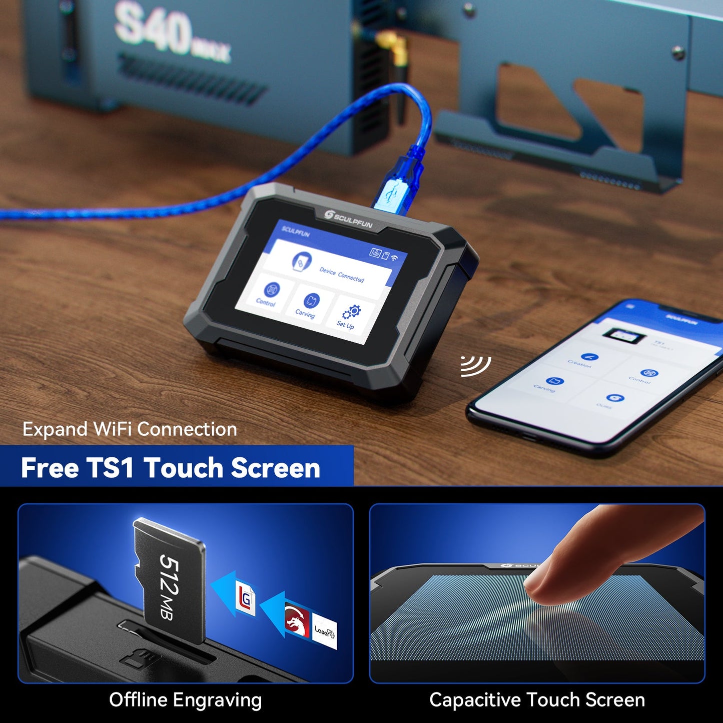 Sculpfun S40 MAX 48W Laser Engraver Cutting Machine 830*800mm Engraving Area