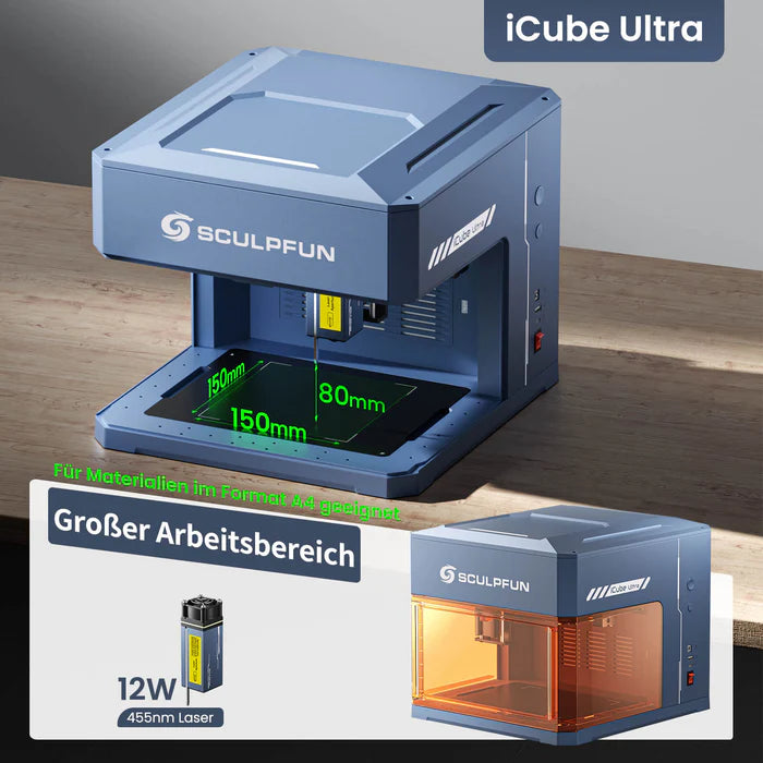 Sculpfun iCube Ultra - Graveur laser portable phare avec double équipement laser