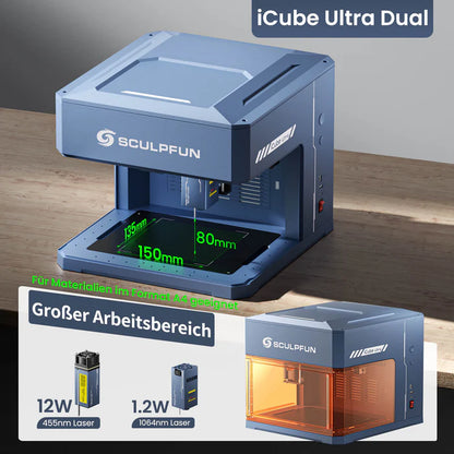 Sculpfun iCube Ultra - Graveur laser portable phare avec double équipement laser