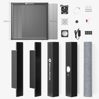 SCULPFUN H5 Gen2 Honeycomb Cutting Exhaust Platform 650×650mm Honeycomb Laser Bed with Fume Extraction Fan